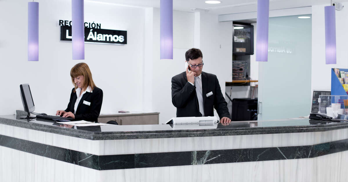 Een foto van het interieur van Hotel Los Alamos