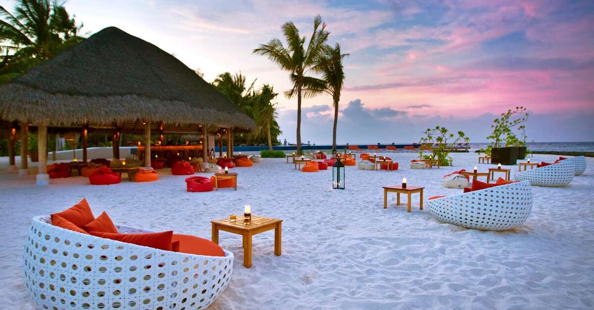 Ein Foto von der Terrasse im Kuramathi Island Resort