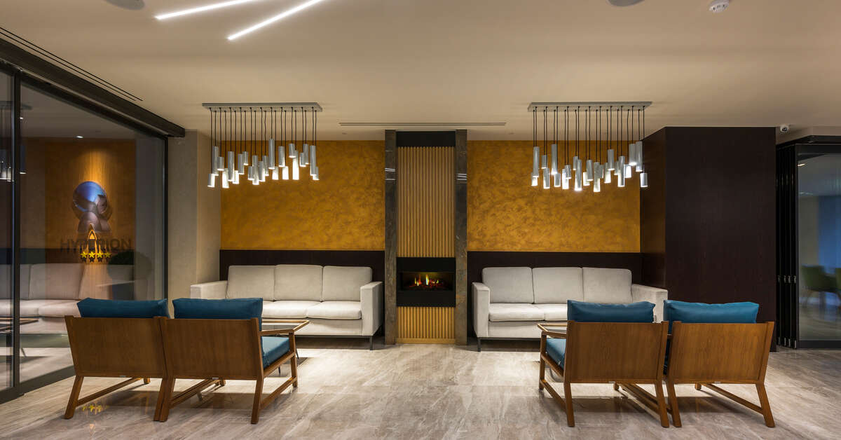 Een foto van het interieur van Hyperion City Hotel