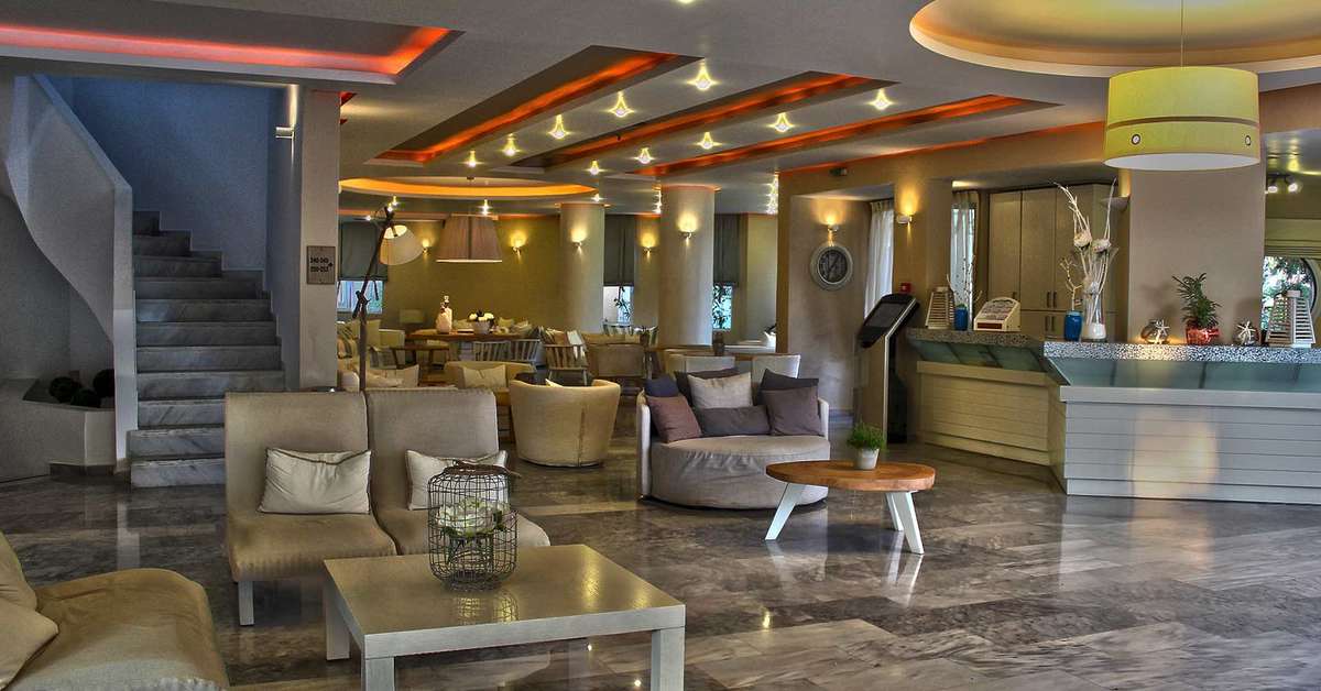 Een foto van het interieur van Hotel Nefeli Beach