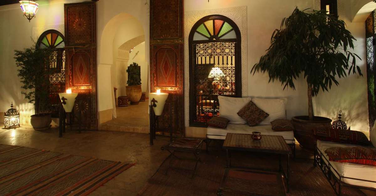 Een foto van het interieur van Riad Petit Karmela