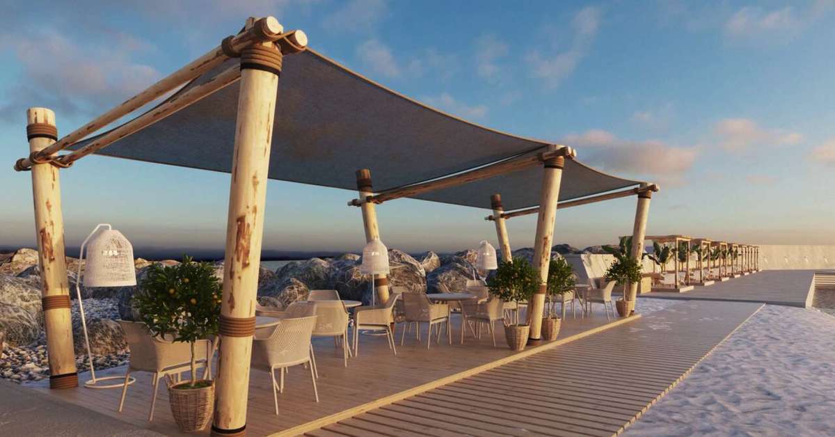 Een foto van het terras bij The Royal Blue Resort & Spa
