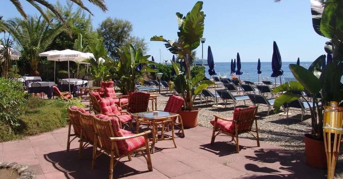 Ein Foto von der Terrasse im Hotel Kalos