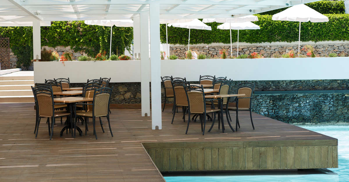 Een foto van het terras bij Lindos Village Resort & Spa