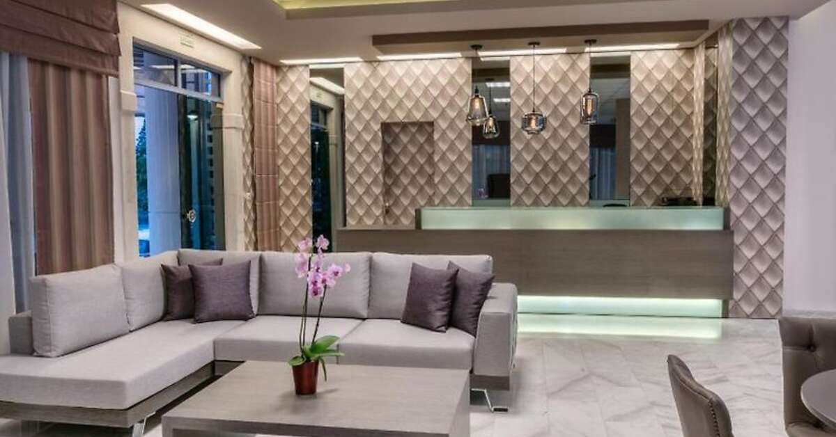 Een foto van het interieur van Ariadne Hotel