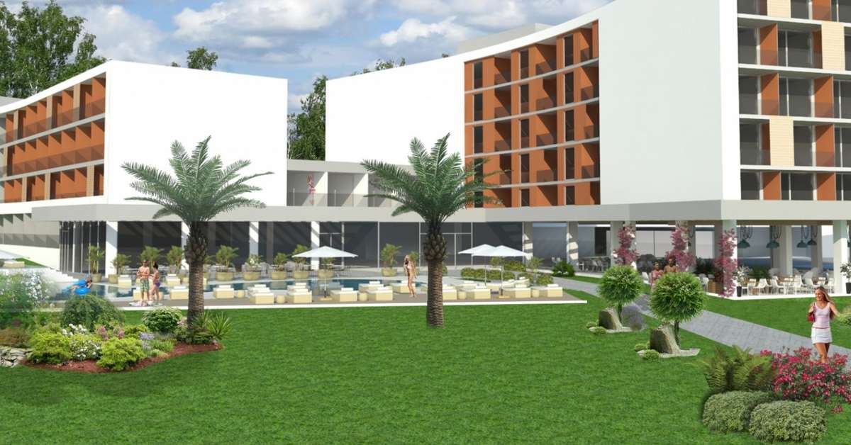 Ein Foto von der Außenansicht des Hotel Park Plava Laguna