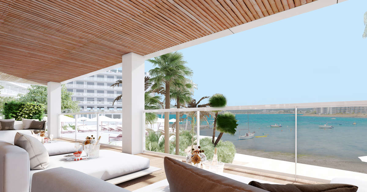 Een foto van het terras bij Amare Beach Hotel Ibiza