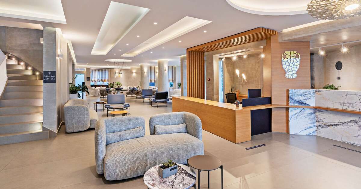 Een foto van het interieur van Hotel Nefeli Beach
