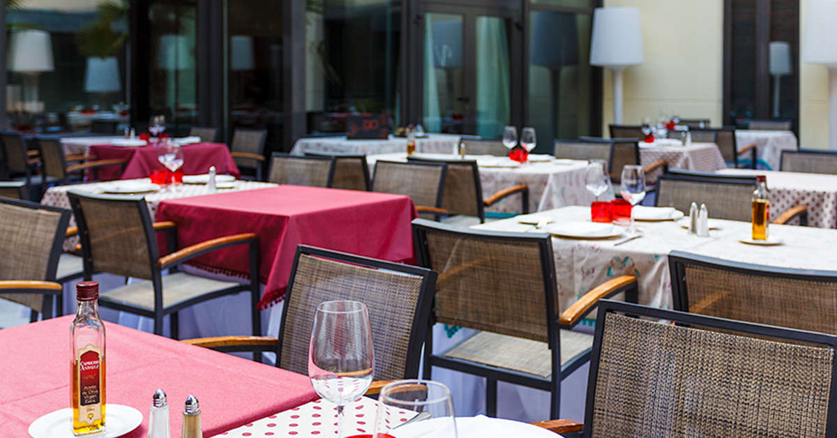 Een foto van het terras bij Vincci Soho