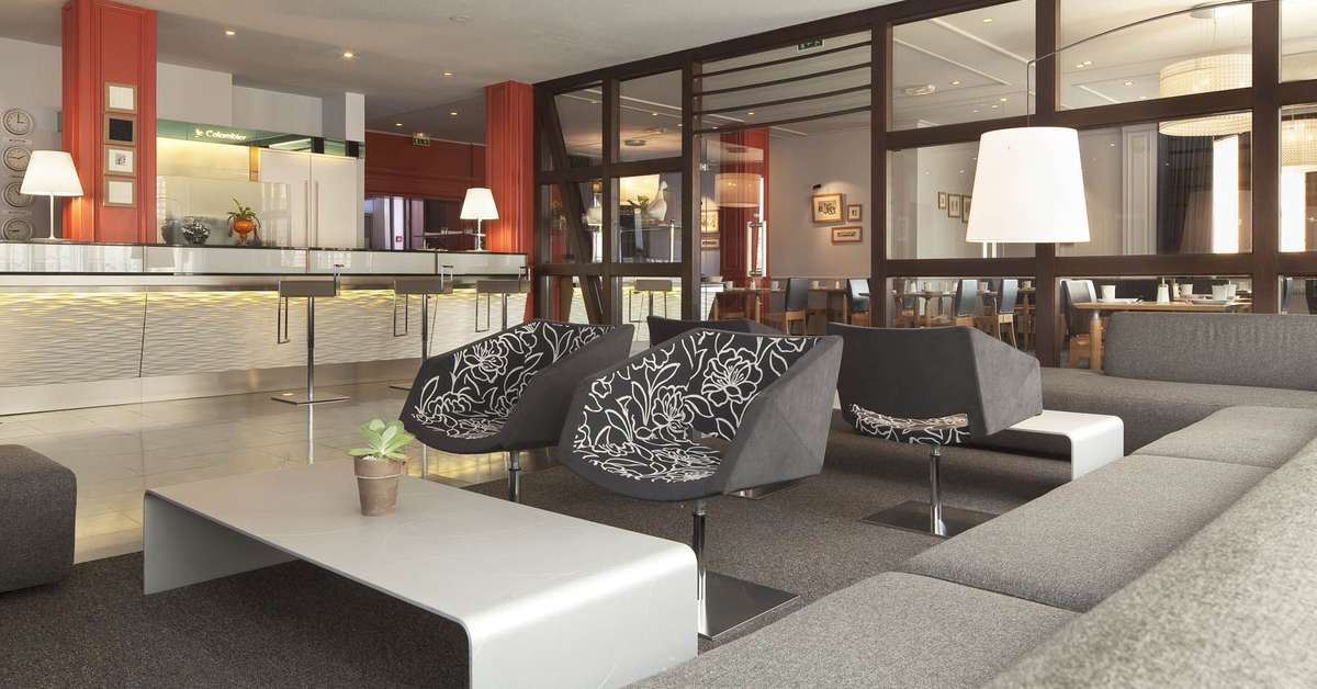 Een foto van het interieur van Hotel Le Colombier
