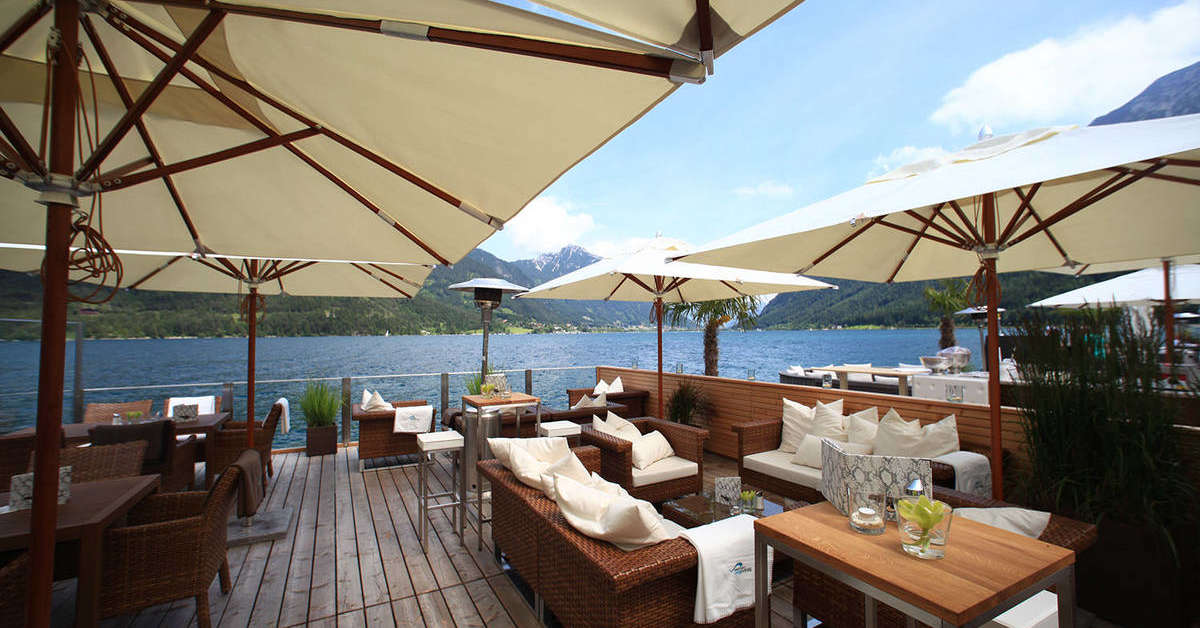 Ein Foto von der Terrasse im Entners am See