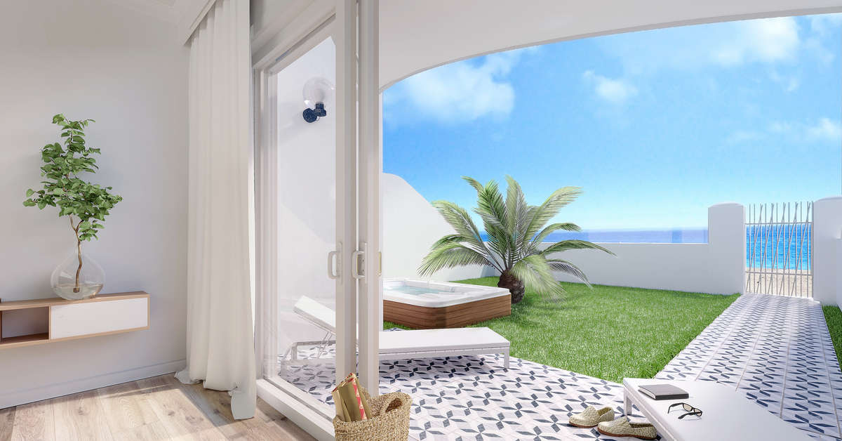Een foto van het terras bij La Concha Boutique Appartementen