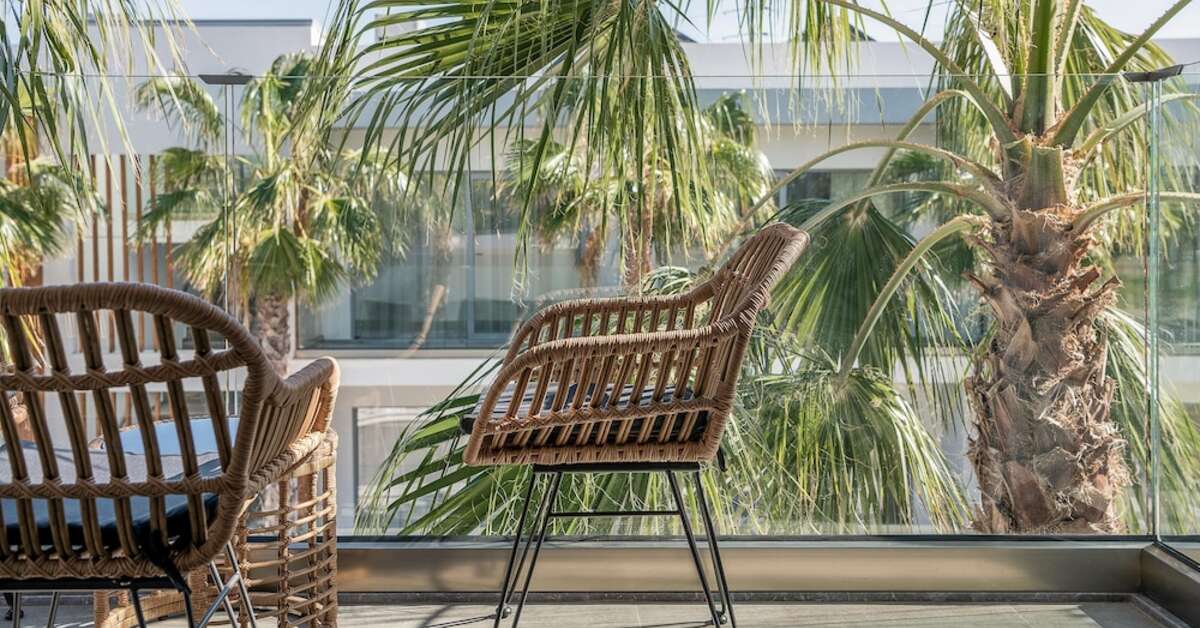 Ein Foto von der Terrasse im Magda Hotel