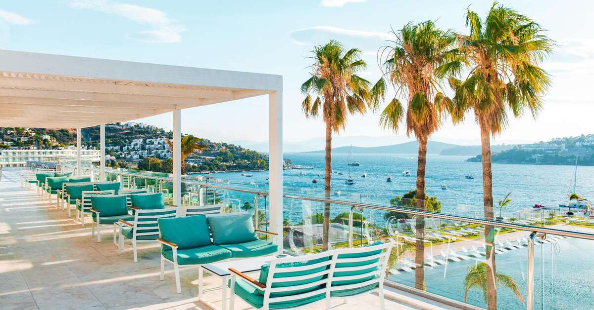 Ein Foto von der Terrasse im Hotel Baia Bodrum