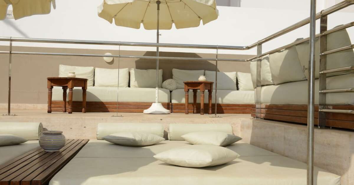 Ein Foto von der Terrasse im Hotel Timoulay & Spa