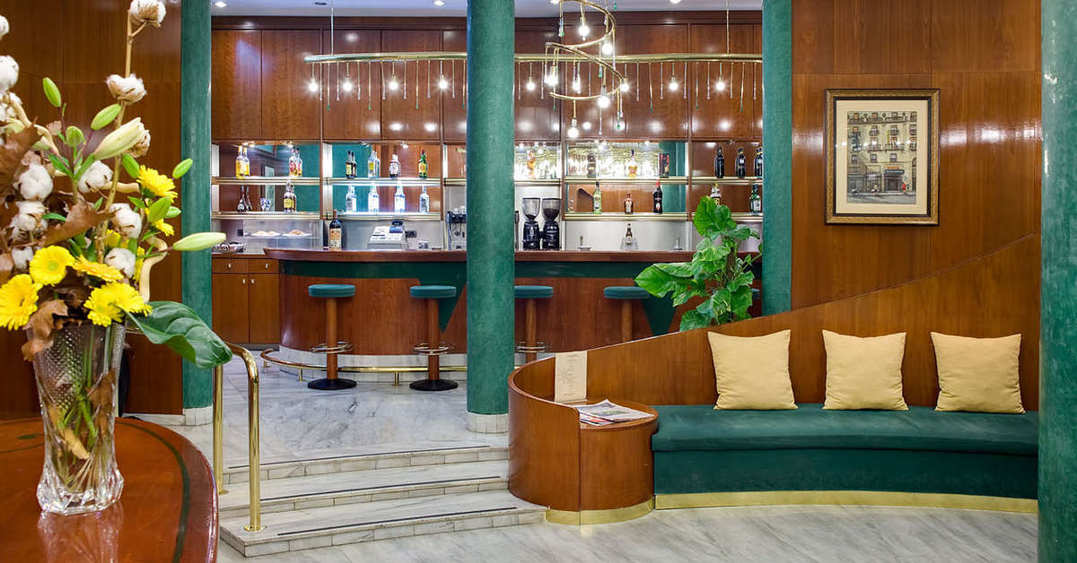 Een foto van het interieur van Hotel Gotico