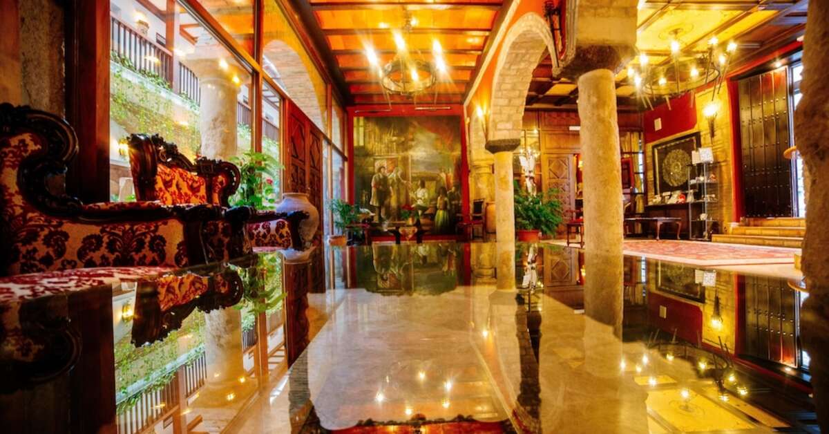 Een foto van het interieur van Hacienda Posada De Vallina