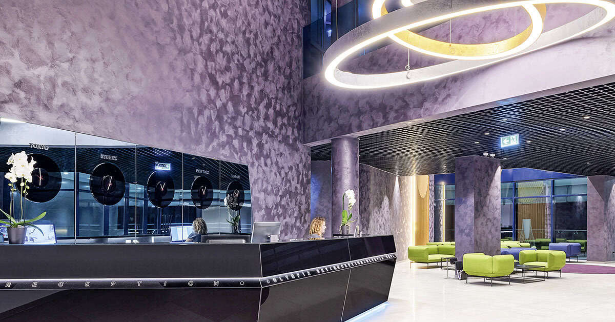 Een foto van het interieur van Hotel Olympia Sky