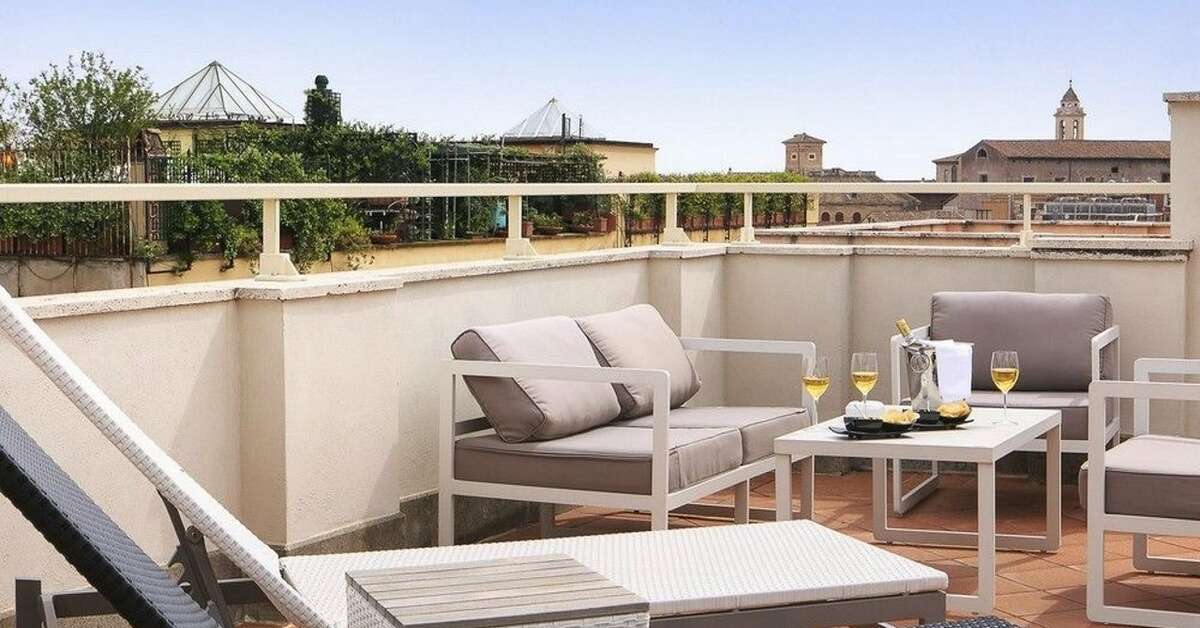 Een foto van het terras bij Rome Times Hotel