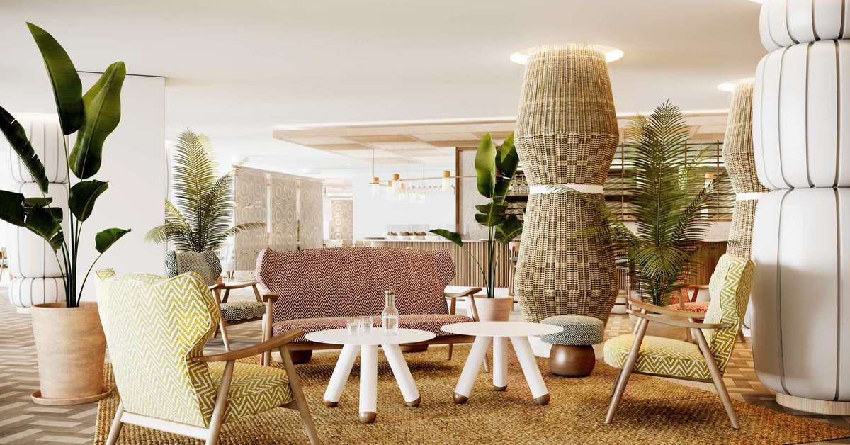 Een foto van het interieur van ME Sitges Terramar