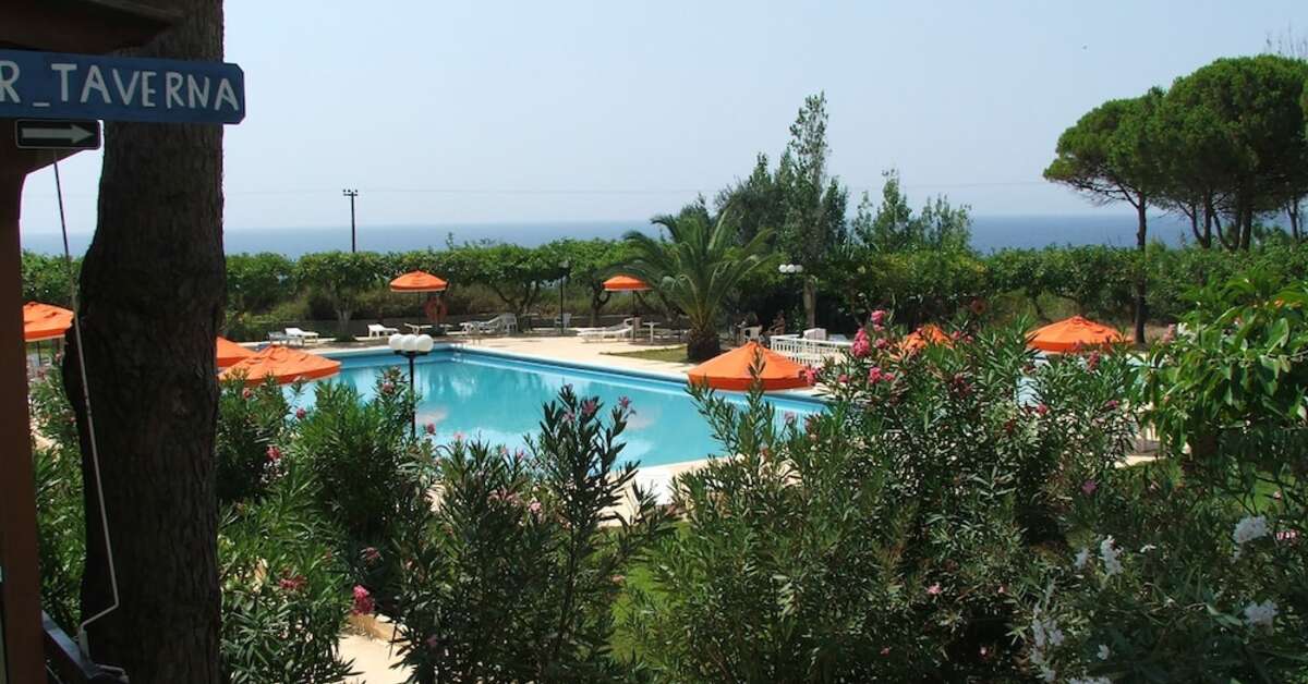 Ein Foto von der Terrasse im Irinna Hotel