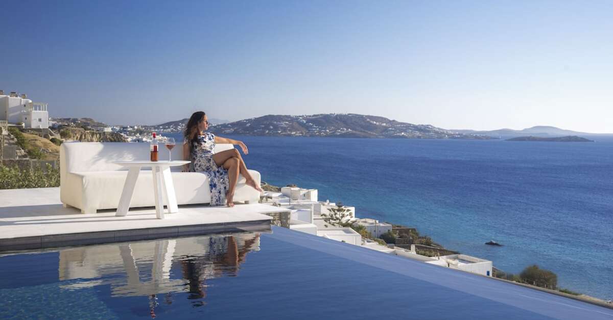 Een foto van het zwembad bij Mykonos Riviera Hotel & Spa