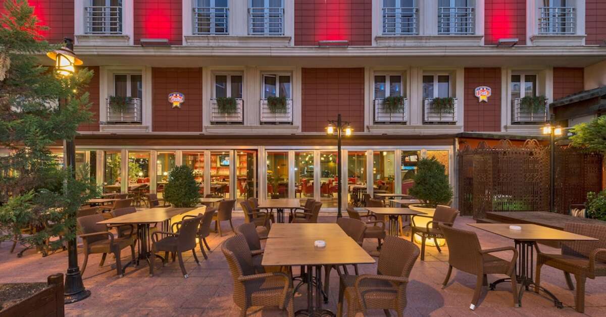Ein Foto von der Terrasse im Hotel Vicenza