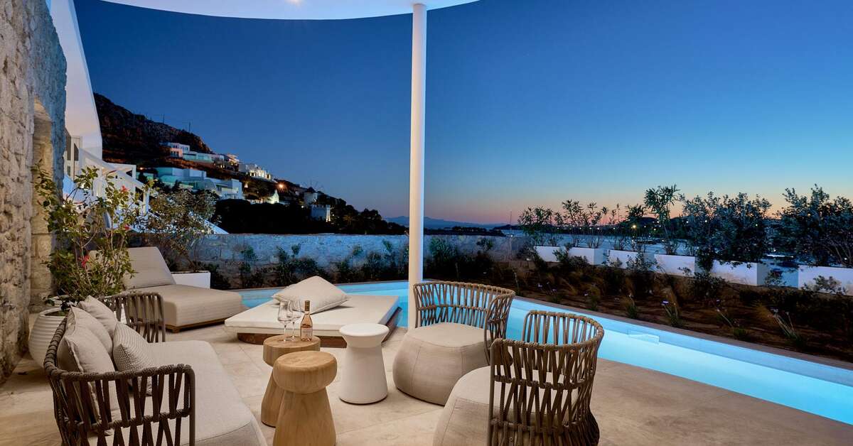 Een foto van het terras bij Once in Mykonos