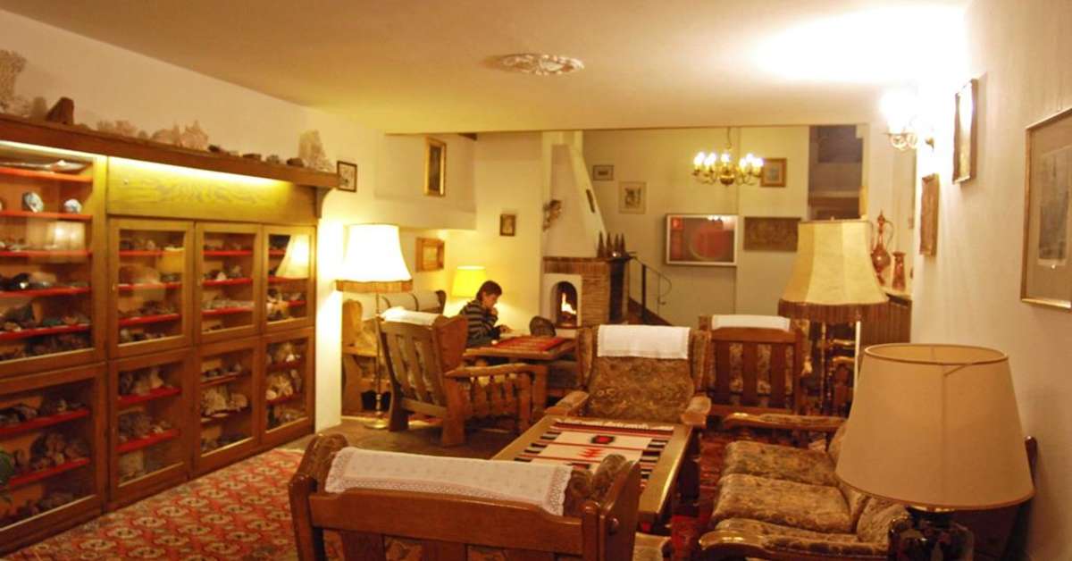 Een foto van het interieur van Hotel Olympia