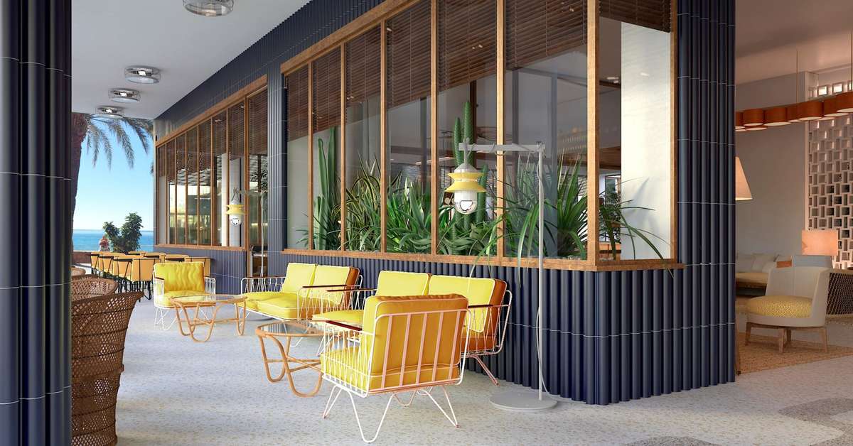 Een foto van het terras bij H10 Puerto Poniente