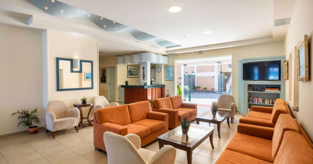 Een foto van het interieur van Rossis Hotel