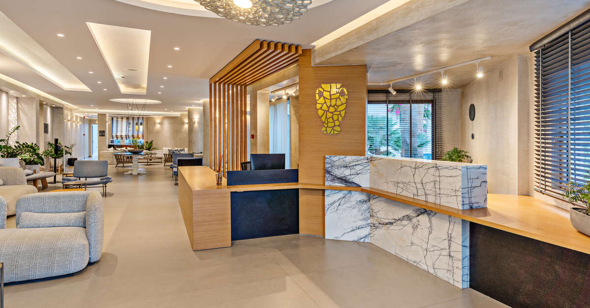 Een foto van het interieur van Hotel Nefeli Beach
