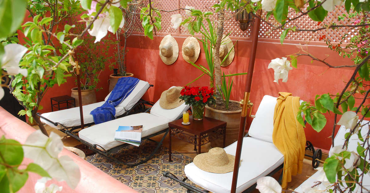 Ein Foto von der Terrasse im Riad Les Oliviers