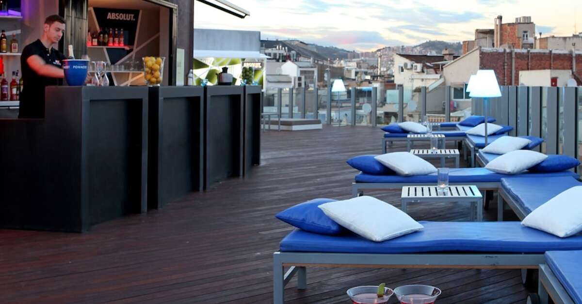 Ein Foto von der Terrasse im Axel Hotel Barcelona