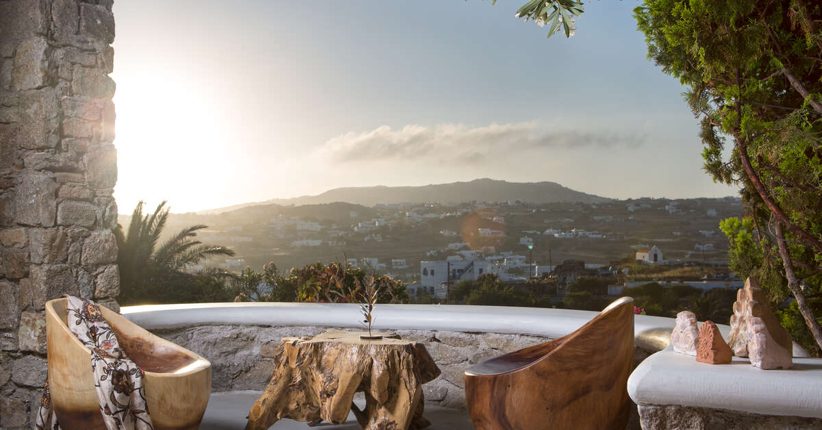 Ein Foto von der Terrasse im Tharroe of Mykonos Hotel