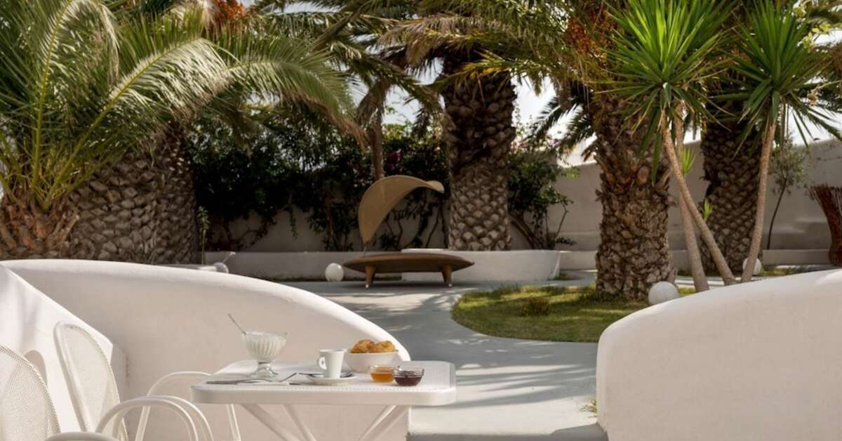 Een foto van het terras bij Hotel Daedalus