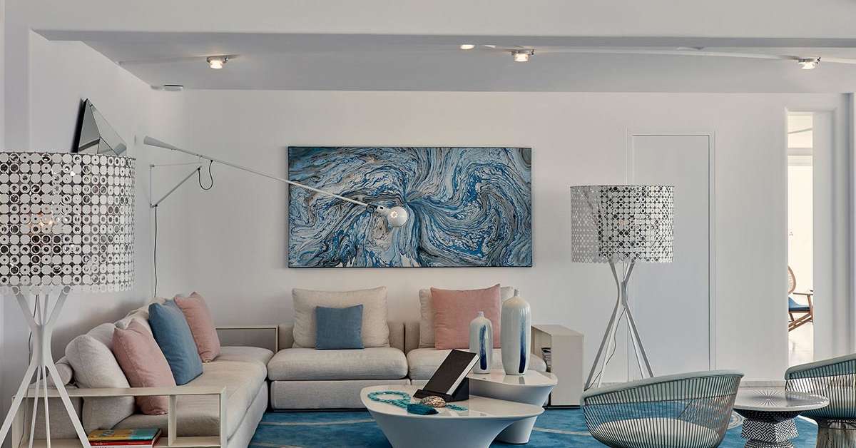 Een foto van het interieur van Myconian Kyma Design Hotel