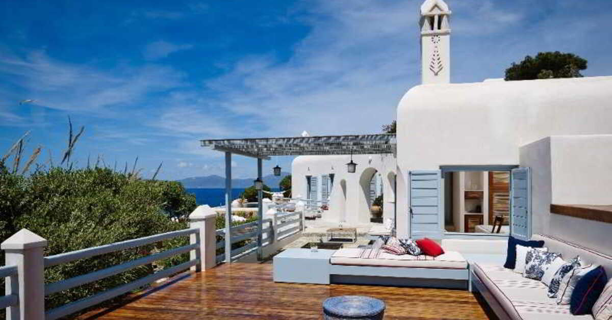 Een foto van het terras bij Belvedere Hotel Mykonos