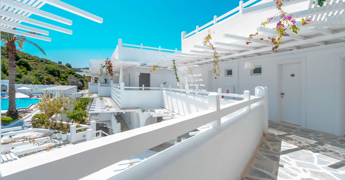 Ein Foto von der Außenansicht des Aloe Hotel
