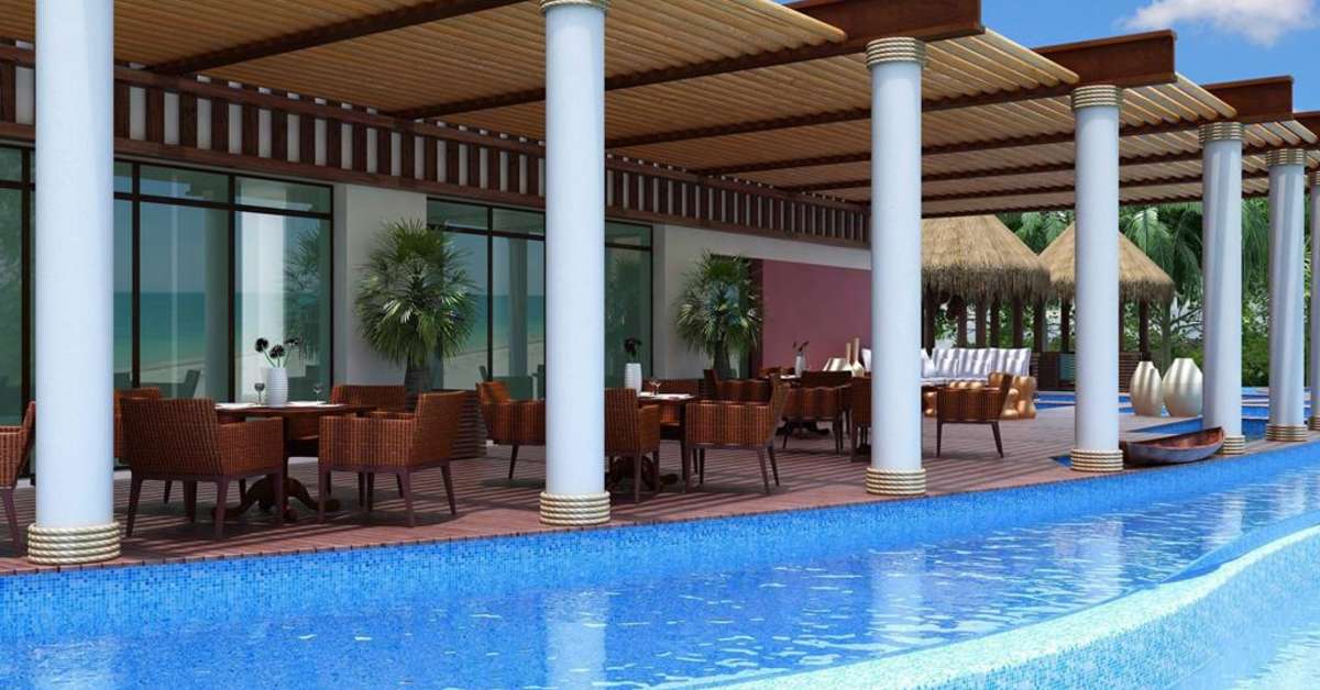 Een foto van het terras bij The Fives Beach Hotel & Residences