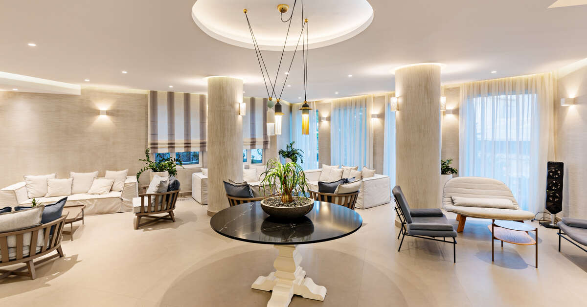 Een foto van het interieur van Hotel Nefeli Beach