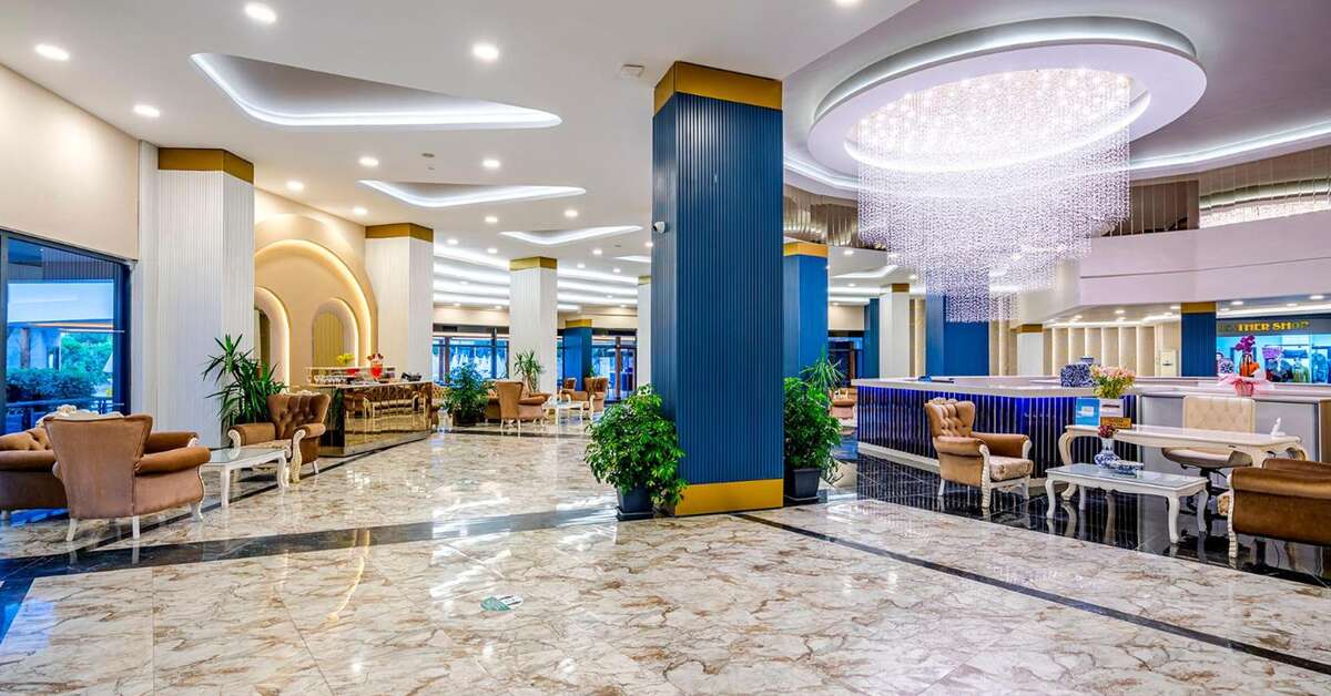 Een foto van het interieur van Blue Star Hotel