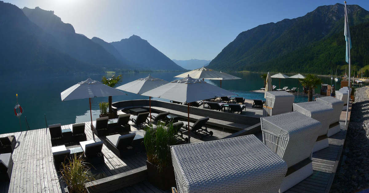 Ein Foto von der Terrasse im Entners am See