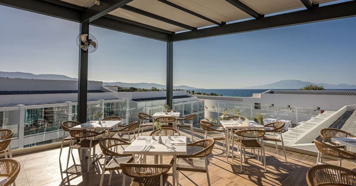 Ein Foto von der Terrasse im Mirage Bleu Hotel