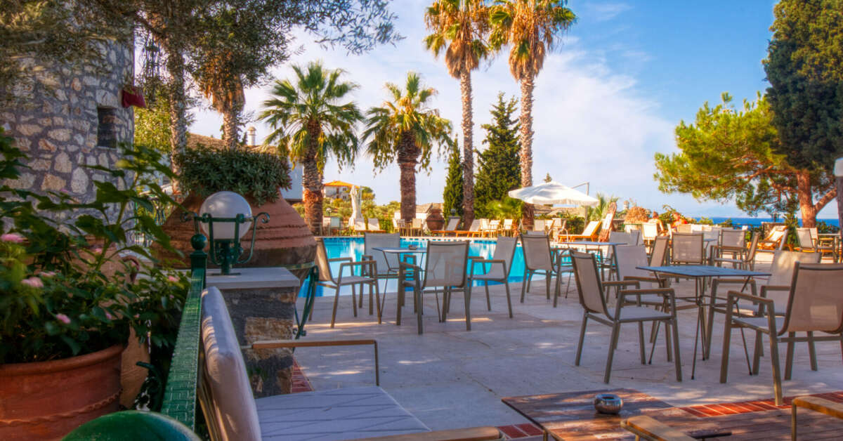 Een foto van het terras bij Geranion Village