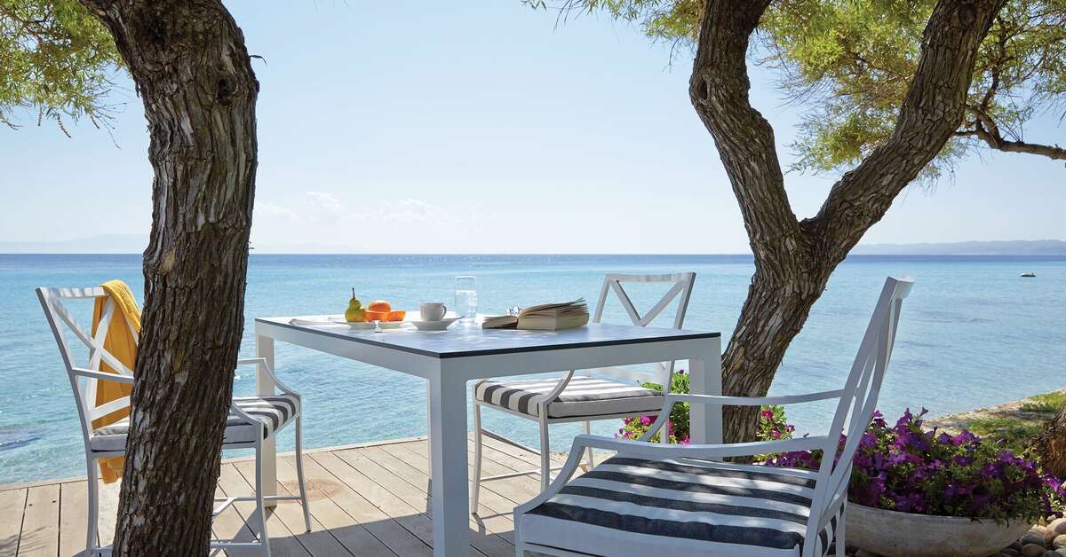 Een foto van het terras bij Afitis The Boutique Hotel