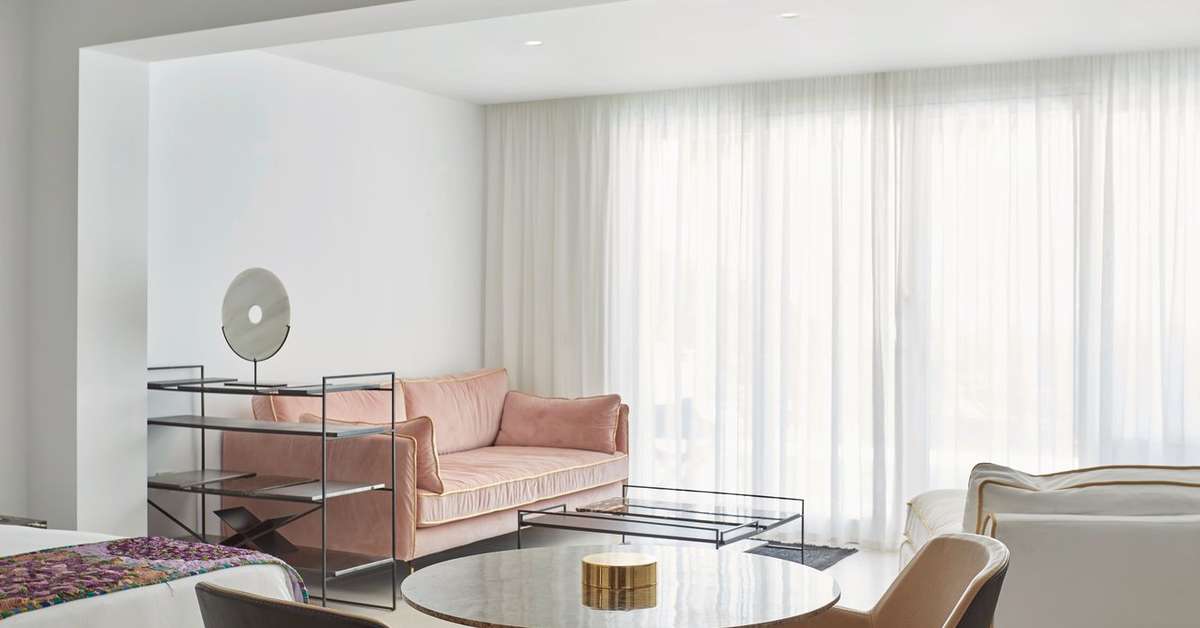 Een foto van het interieur van Myconian Villa Collection