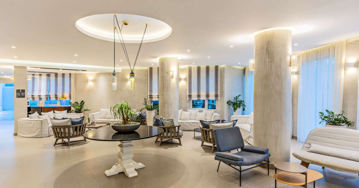 Een foto van het interieur van Hotel Nefeli Beach