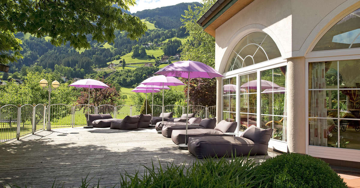 Ein Foto von der Terrasse im Landgut Zapfenhof