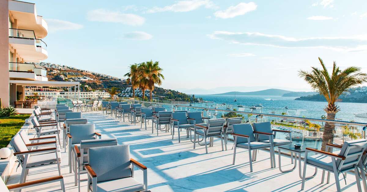 Ein Foto von der Terrasse im Hotel Baia Bodrum